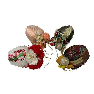 Lot of 4 Folded Fabric Pinecone Christmas Ornaments Vintage 1990s Hand Crafted